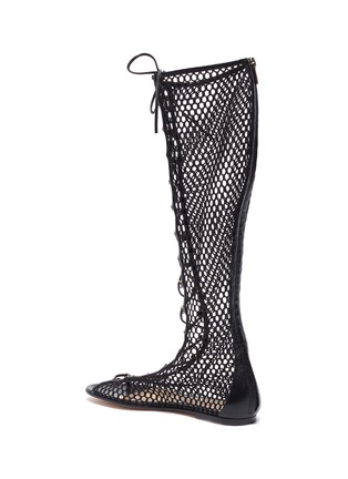  - GIANVITO ROSSI - 'Helena' lace-up knee high fishnet sandals