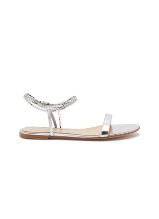 Main View - Click To Enlarge - GIANVITO ROSSI - 'Serena' jewelled ankle strap mirror leather sandals