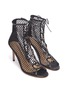Detail View - Click To Enlarge - GIANVITO ROSSI - 'Helena' lace-up fishnet sandals