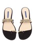 Detail View - Click To Enlarge - STUART WEITZMAN - 'Petrina' faux pearl strappy suede slide sandals