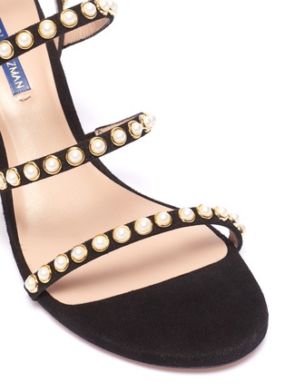 Detail View - Click To Enlarge - STUART WEITZMAN - 'Perrine' faux pearl strappy suede sandals