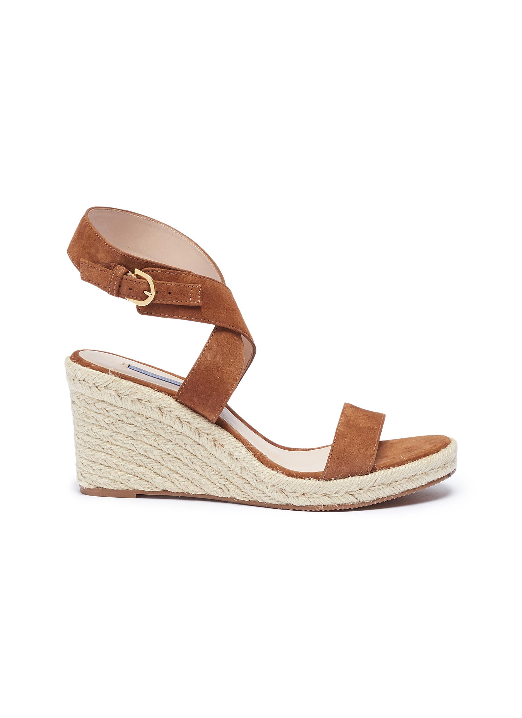 brown suede espadrille wedge