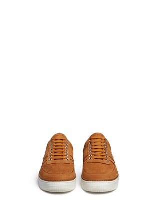 Front View - Click To Enlarge - NEIL BARRETT - 'City Basketball' low top nubuck leather sneakers