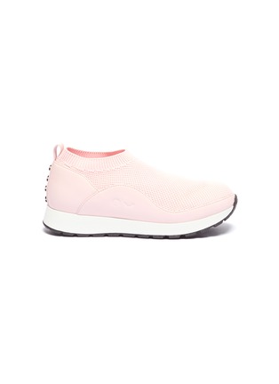 Main View - Click To Enlarge - WINK - 'Liquorice' leather trim low top knit kids sneakers