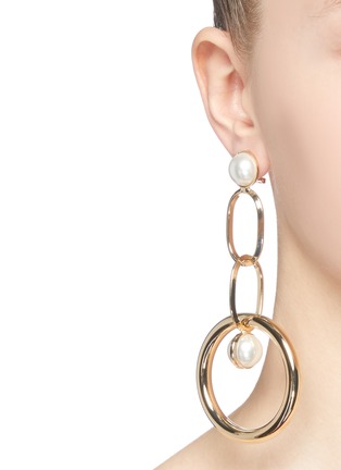Figure View - Click To Enlarge - ANTON HEUNIS - Swarovski pearl hoop link drop earrings