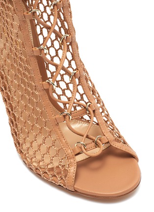 Detail View - Click To Enlarge - GIANVITO ROSSI - 'Helena' lace-up thigh high fishnet sandals