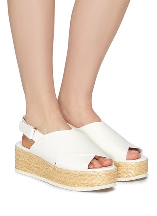 Figure View - Click To Enlarge - VINCE - 'Jesson' cross strap leather slingback platform espadrille sandals