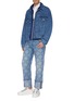Figure View - Click To Enlarge - VALENTINO GARAVANI - 'VLTN Grid' print roll cuff jeans