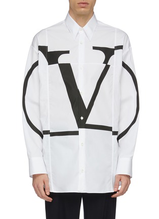 Main View - Click To Enlarge - VALENTINO GARAVANI - 'VLOGO' print oversized patchwork shirt