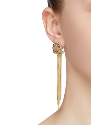 Figure View - Click To Enlarge - VENNA - Glass crystal hamburger fries fringe drop mismatched earrings