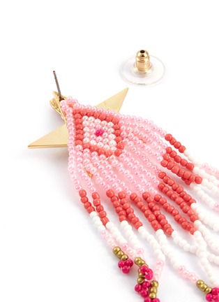 Detail View - Click To Enlarge - VENNA - Glass crystal lipstick star beaded fringe drop earrings