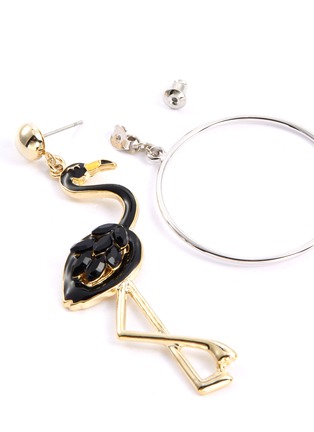 Detail View - Click To Enlarge - VENNA - Detachable hoop flamingo drop earrings
