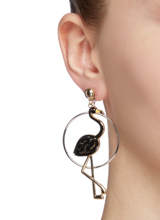 Figure View - Click To Enlarge - VENNA - Detachable hoop flamingo drop earrings