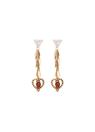 Main View - Click To Enlarge - VENNA - Glass crystal detachable heart drop earrings