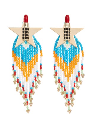 Main View - Click To Enlarge - VENNA - Glass crystal lipstick star beaded fringe drop earrings