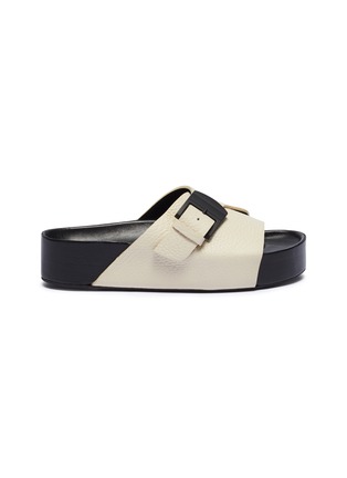 Main View - Click To Enlarge - SIMON MILLER - 'Chunk' buckled leather flatform slide sandals