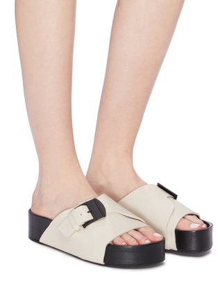 Figure View - Click To Enlarge - SIMON MILLER - 'Chunk' buckled leather flatform slide sandals