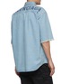 Back View - Click To Enlarge - BALENCIAGA - Logo print raw cuff oversized denim short sleeve shirt
