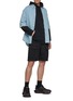 Figure View - Click To Enlarge - BALENCIAGA - Logo print raw cuff oversized denim short sleeve shirt
