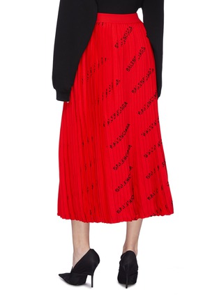 Back View - Click To Enlarge - BALENCIAGA - Logo print pleated knit skirt