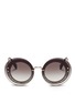 Main View - Click To Enlarge - MIU MIU - Mounted lens glitter acetate round sunglasses
