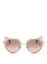 Main View - Click To Enlarge - MIU MIU - Matte coated heart metal sunglasses
