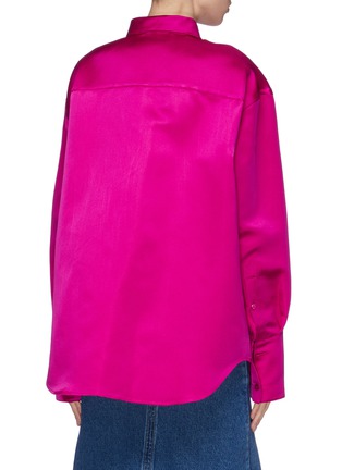 Back View - Click To Enlarge - BALENCIAGA - 'Pulled' throatlatch oversized silk satin shirt