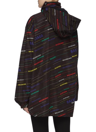 Detail View - Click To Enlarge - BALENCIAGA - Retractable hood logo print stripe windbreaker jacket