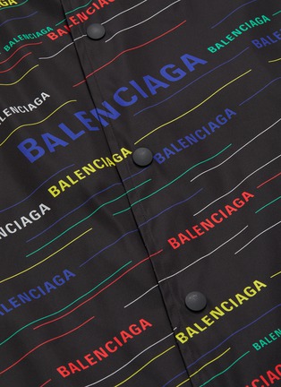  - BALENCIAGA - Retractable hood logo print stripe windbreaker jacket