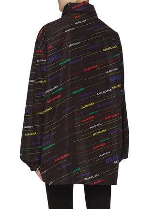 Back View - Click To Enlarge - BALENCIAGA - Retractable hood logo print stripe windbreaker jacket