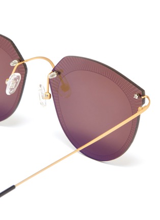 Detail View - Click To Enlarge - PRIDE EYEWEAR - Engraved border rimless panto sunglasses