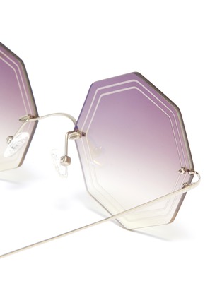 Detail View - Click To Enlarge - PRIDE EYEWEAR - Engraved border rimless octagonal frame sunglasses