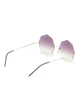 Figure View - Click To Enlarge - PRIDE EYEWEAR - Engraved border rimless octagonal frame sunglasses