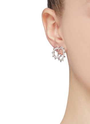 Figure View - Click To Enlarge - CZ BY KENNETH JAY LANE - Cubic zirconia spike small double hoop earrings