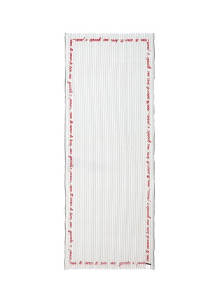 Detail View - Click To Enlarge - FALIERO SARTI - 'Lucious' slogan embroidered border stripe scarf