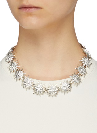 Figure View - Click To Enlarge - KENNETH JAY LANE - Glass crystal starburst link chain necklace