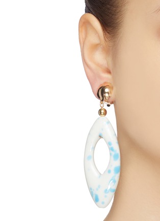 Figure View - Click To Enlarge - KENNETH JAY LANE - Ball stud ceramic oval drop clip earrings