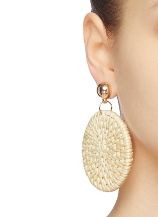 Figure View - Click To Enlarge - KENNETH JAY LANE - Rattan circle drop earrings