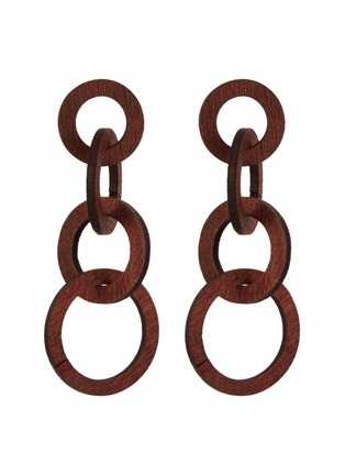 Main View - Click To Enlarge - KENNETH JAY LANE - Wood circle link drop earrings