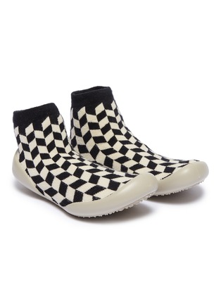 Figure View - Click To Enlarge - COLLÉGIEN - Geometric intarsia toddler sock knit sneakers
