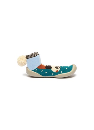 Main View - Click To Enlarge - COLLÉGIEN - Pompom rabbit intarsia toddler sock knit sneakers