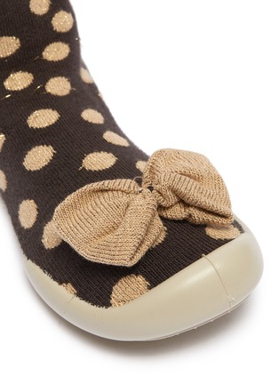 Detail View - Click To Enlarge - COLLÉGIEN - Bow polka dot toddler sock knit sneakers
