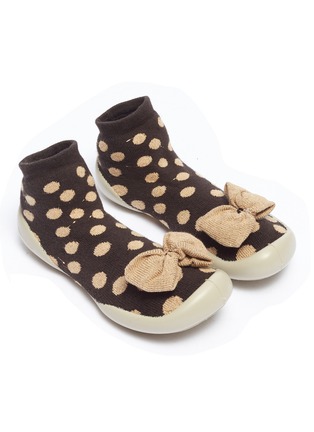 Figure View - Click To Enlarge - COLLÉGIEN - Bow polka dot toddler sock knit sneakers