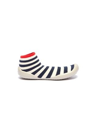 Main View - Click To Enlarge - COLLÉGIEN - Stripe intarsia toddler sock knit sneakers