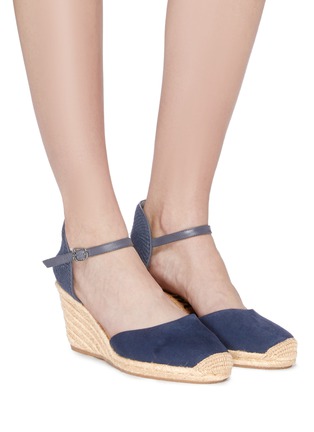 Figure View - Click To Enlarge - SAM EDELMAN - 'Payton' suede espadrille wedge pumps