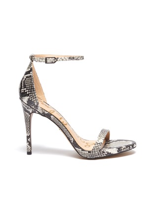 Main View - Click To Enlarge - SAM EDELMAN - 'Ariella' ankle strap snake embossed leather sandals