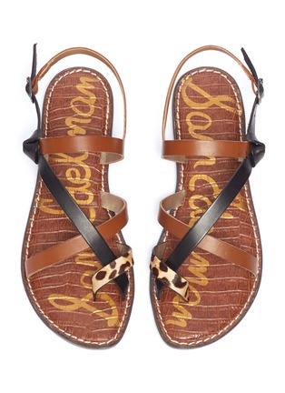 Detail View - Click To Enlarge - SAM EDELMAN - 'Gladis' mix print strappy leather slingback sandals