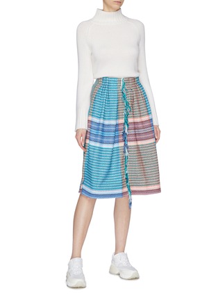 Figure View - Click To Enlarge - FFIXXED STUDIOS - Fringe colourblock stripe woven skirt