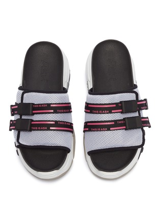 Detail View - Click To Enlarge - ASH - 'Ace' chunky outsole logo band mesh slide sandals