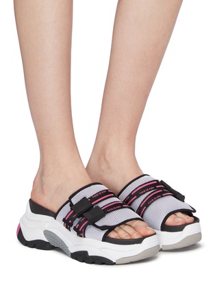 Figure View - Click To Enlarge - ASH - 'Ace' chunky outsole logo band mesh slide sandals